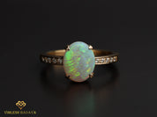 Tourmaline Engagement Ring | Watermelon Bicolor Tourmaline Baguette Ring | Diamond Tourmaline Ring -