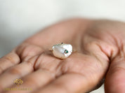 Baroque Pearl and Emerald Ring | Solid Gold Pearl Ring | Unique Gift for Her -