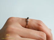 Oval Teal Sapphire Salt Pepper Diamond Engagement Ring | Bi-Color Sapphire & Gray Diamond Ring -