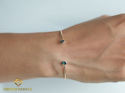 Teal Sapphire Adjustable Cuff Bangle | Oval Cut Peacock Sapphire | Australian Sapphire Gold Bangle -