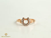 Horseshoe Diamond Ring | Lucky Gold Gift for Her | Anniversary Charm Ring -