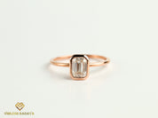 1 CT Lab Diamond Engagement Ring | E-F/VS Solitaire Emerald Cut Diamond Ring -