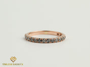 Gray Diamond Wedding Band | Salt & Pepper Diamond | Thin Stacking Ring | Half Eternity Ring -