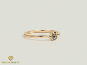Pear Gray Diamond Teardrop Ring | Salt and Pepper Diamond Stacking Ring -