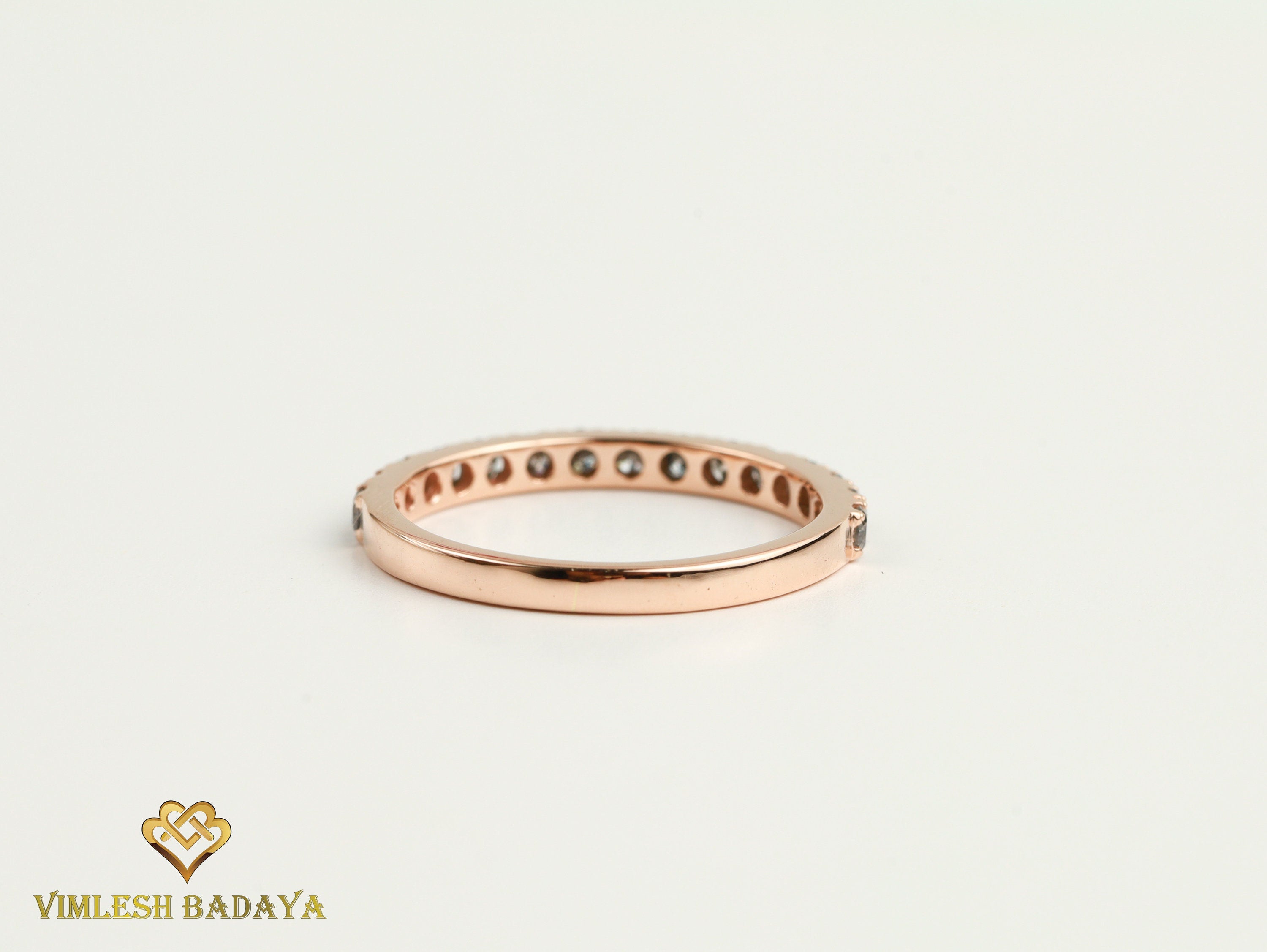 Gray Diamond Wedding Band | Salt & Pepper Diamond | Thin Stacking Ring | Half Eternity Ring -