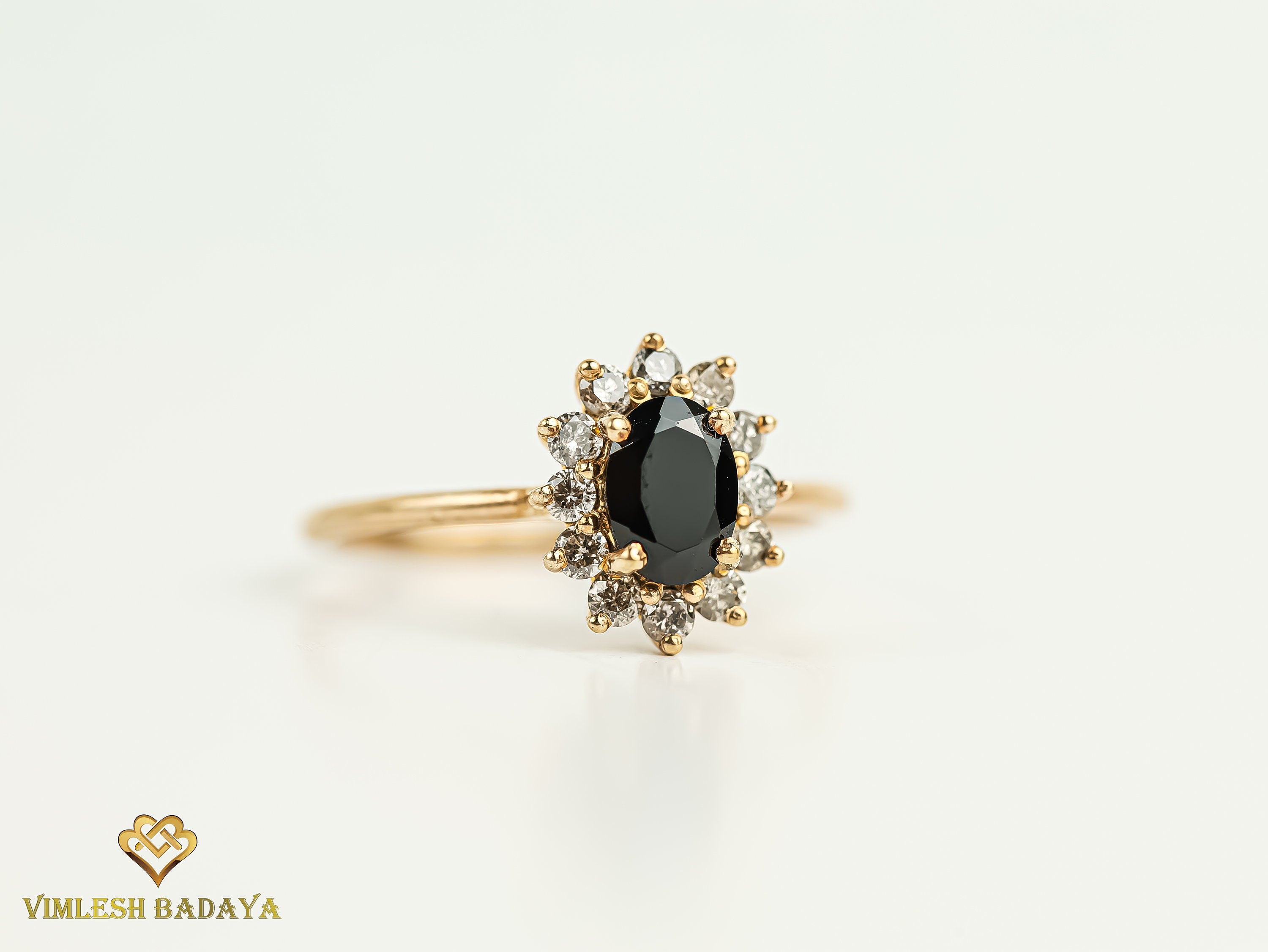 Black and Salt Pepper Diamond Halo Engagement Ring | 1 Carat Diamond Ring -