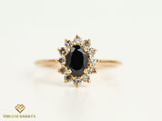 Black and Salt Pepper Diamond Halo Engagement Ring | 1 Carat Diamond Ring -