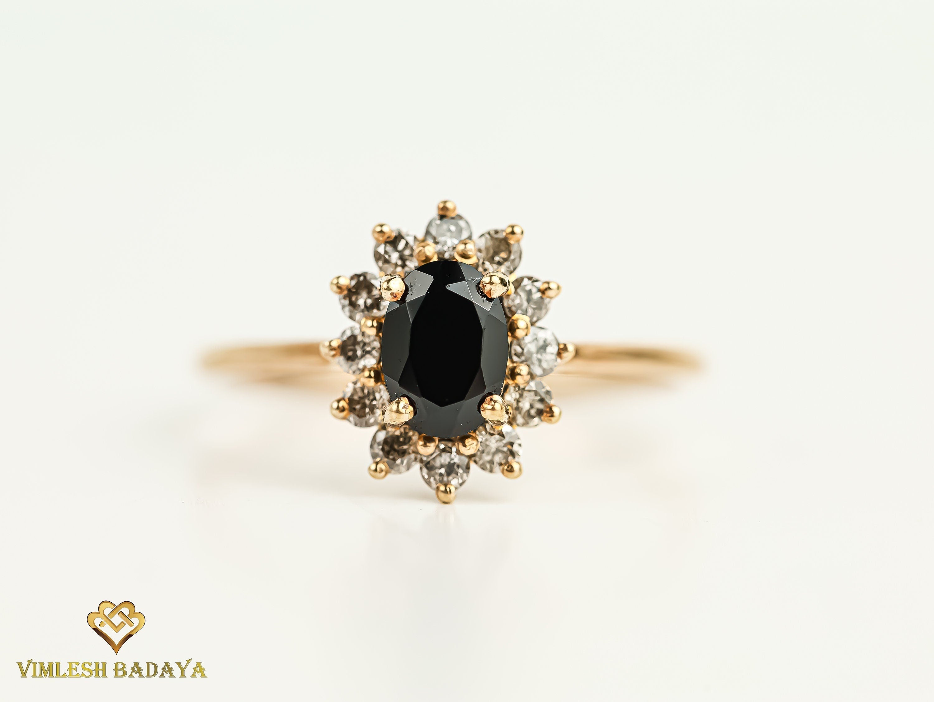 Black and Salt Pepper Diamond Halo Engagement Ring | 1 Carat Diamond Ring -