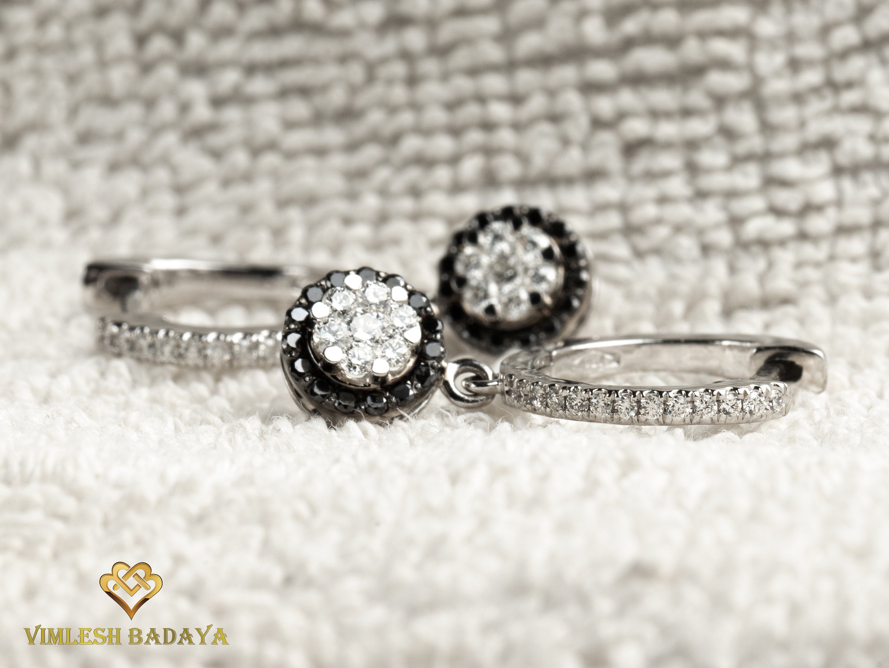 Solid Gold Invisible Set Diamond Halo Hoop Earrings | Round Diamond Halo | Diamond Earrings for Her -