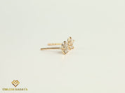 Solid Gold Flower Diamond Stud Earrings | Anniversary Gift | Round Diamond Earrings | Gold Diamond Studs -