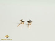 Solid Gold Flower Diamond Stud Earrings | Anniversary Gift | Round Diamond Earrings | Gold Diamond Studs -