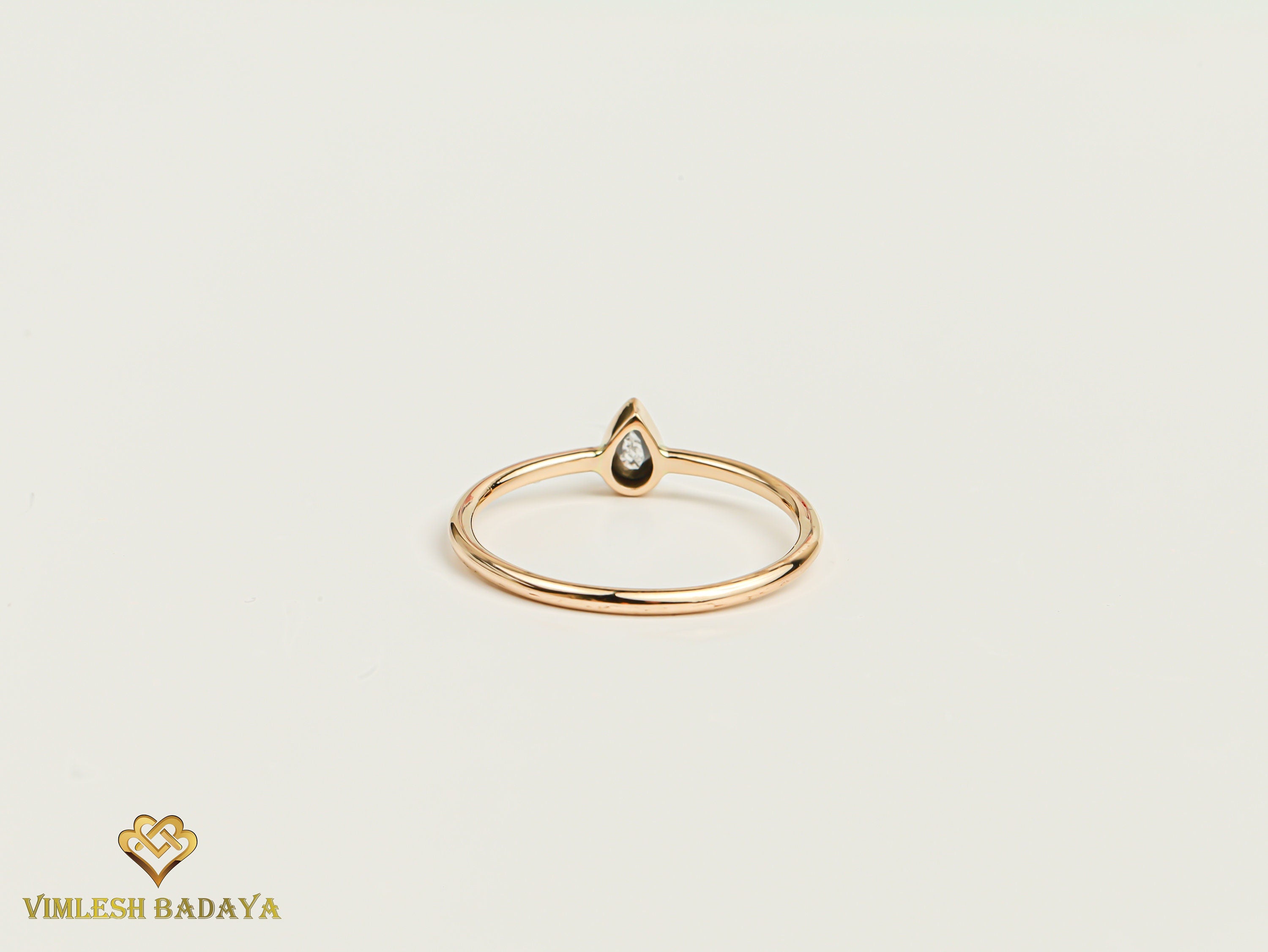 Pear Gray Diamond Teardrop Ring | Salt and Pepper Diamond Stacking Ring -
