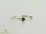 Rose Cut Black Diamond Ring | 9k/14k/18k Gold | Stacking Black Diamond Ring -