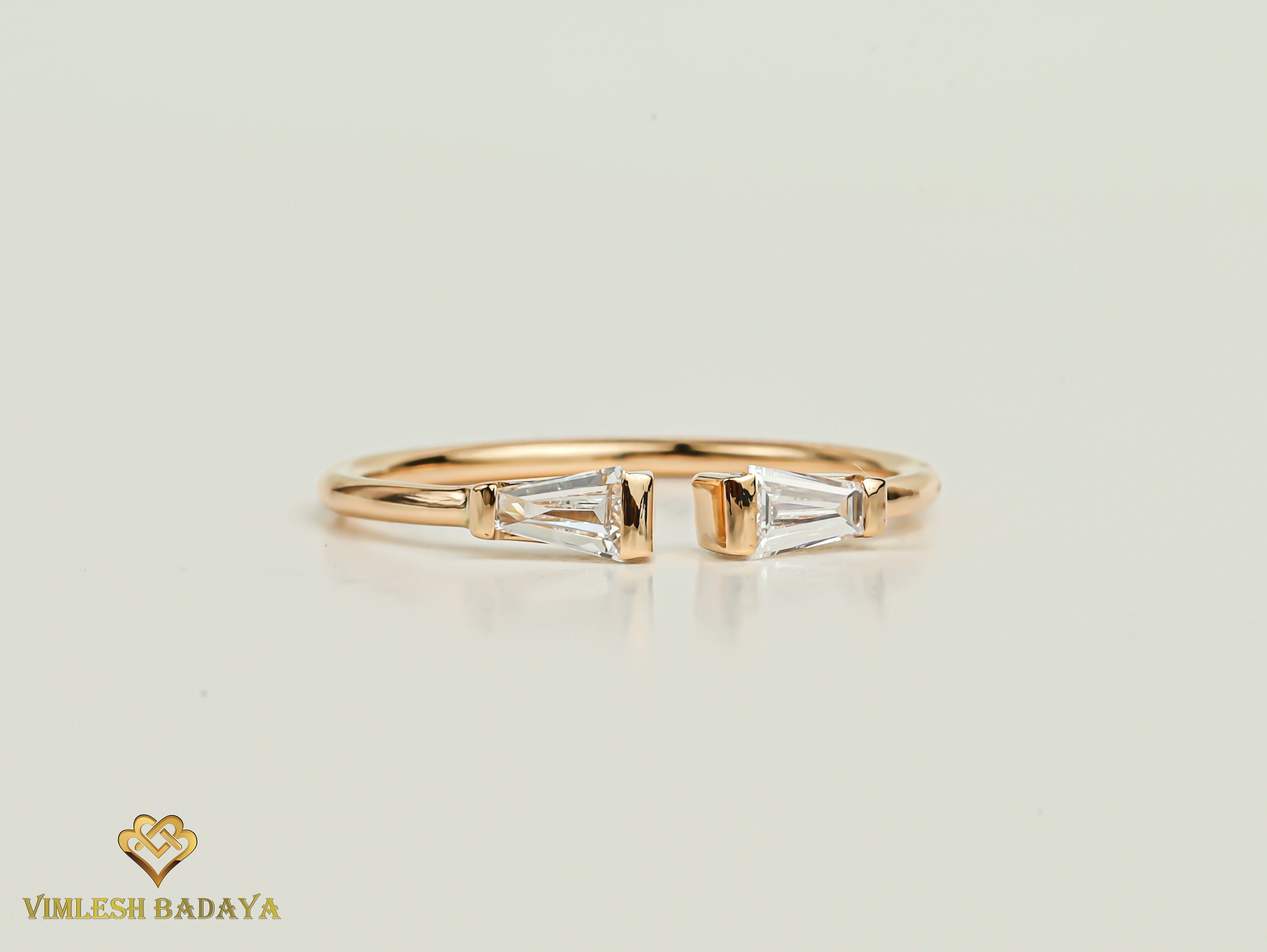 Tapered Diamond Baguette Ring | Adjustable Diamond Stacking Ring | Dainty Wedding Ring -