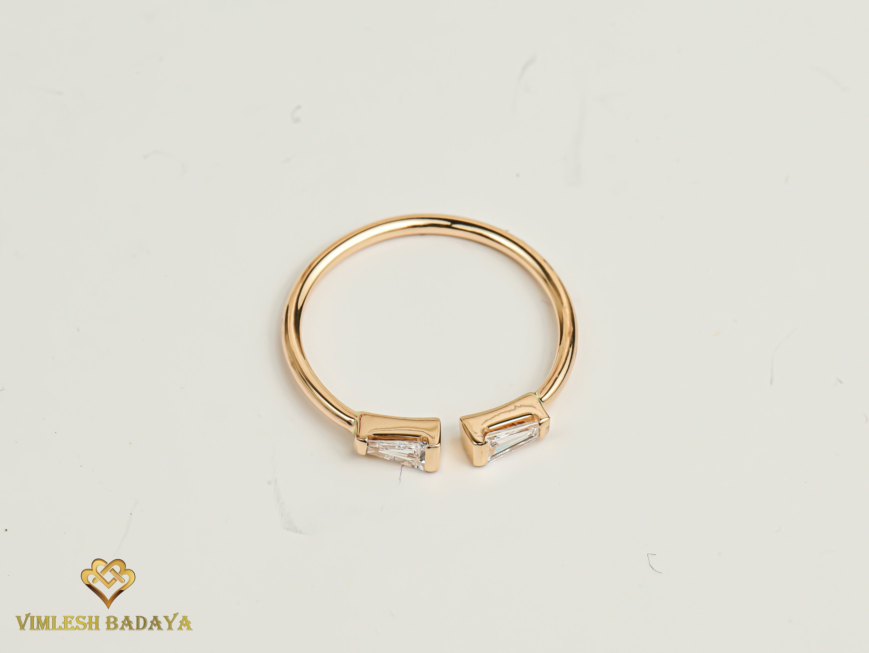 Tapered Diamond Baguette Ring | Adjustable Diamond Stacking Ring | Dainty Wedding Ring -