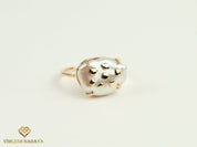 Handmade Baroque Pearl Ring | Unique 5-Carat White Pearl Engagement Ring with Gold Chips -