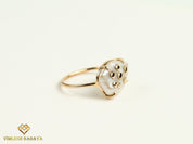 Handmade Baroque Pearl Ring | Unique 5-Carat White Pearl Engagement Ring with Gold Chips -