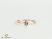 Pear Gray Diamond Teardrop Ring | Salt and Pepper Diamond Stacking Ring -