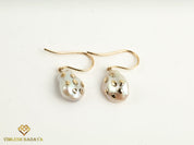 Handmade Baroque Pearl Drop Earrings | Solid Gold Dangle Earrings | Everyday Pearl Earrings Gift for Her -