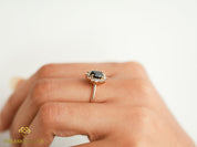 Black and Salt Pepper Diamond Halo Engagement Ring | 1 Carat Diamond Ring -