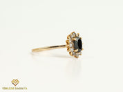 Black and Salt Pepper Diamond Halo Engagement Ring | 1 Carat Diamond Ring -