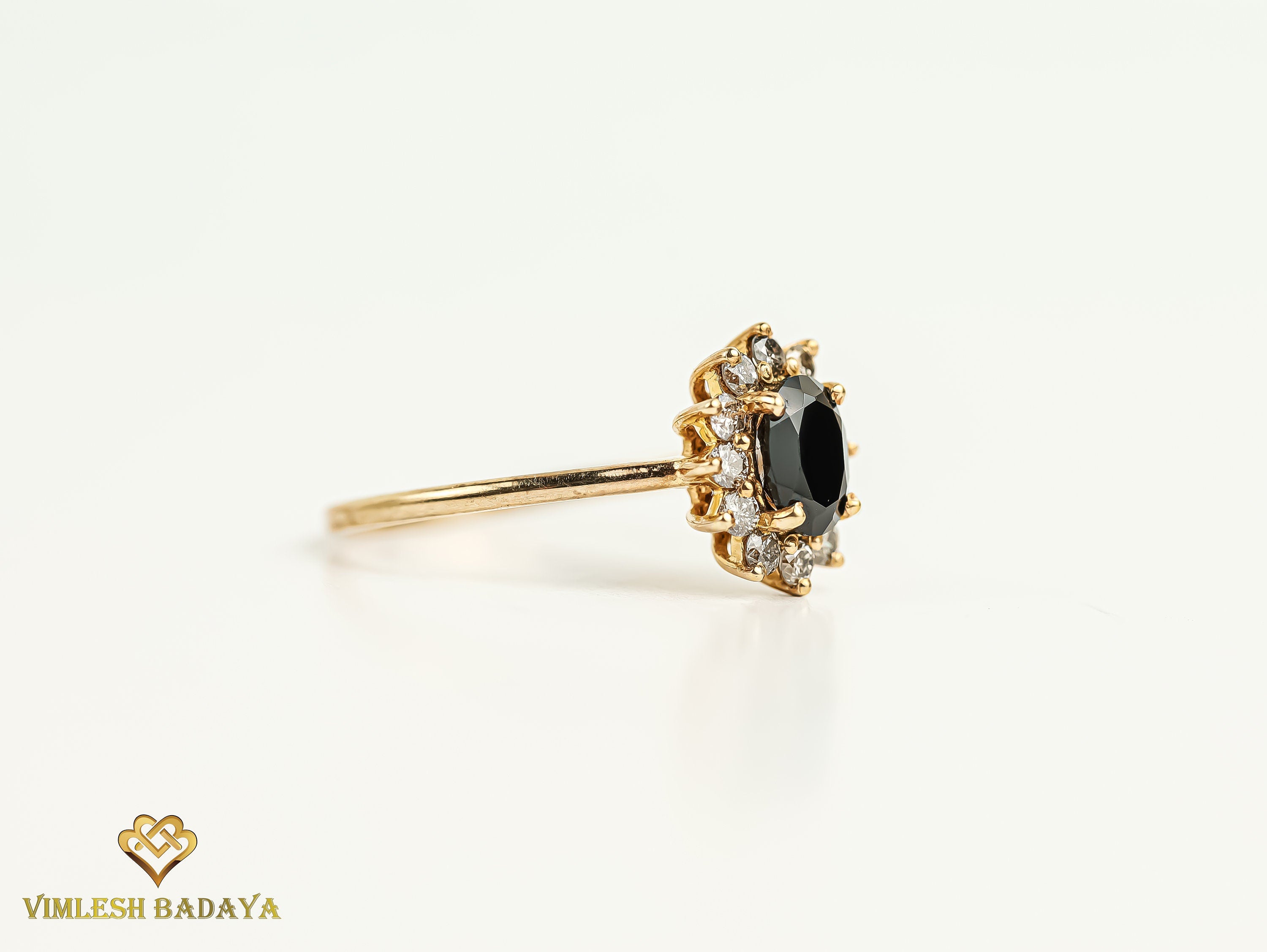 Black and Salt Pepper Diamond Halo Engagement Ring | 1 Carat Diamond Ring -