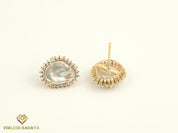 Handmade Baroque Pearl Halo Studs | Solid Gold Pearl Earrings | Everyday Earrings Gift for Her -