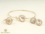 Handmade Baroque Pearl Halo Studs | Solid Gold Pearl Earrings | Everyday Earrings Gift for Her -