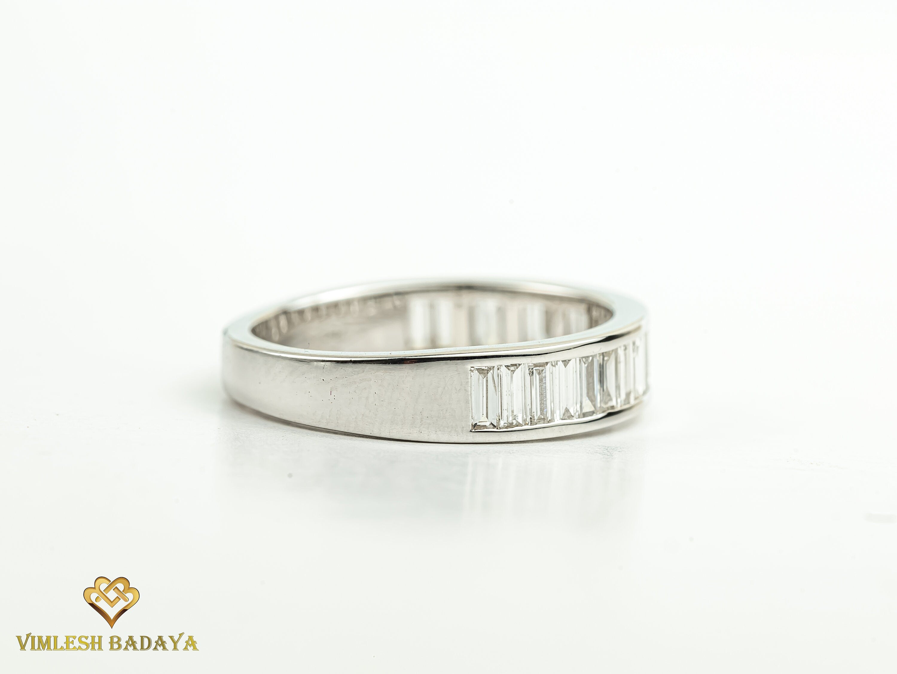 1 Carat Diamond Baguette Wedding Band | Minimalist Thin Diamond Wedding Ring -
