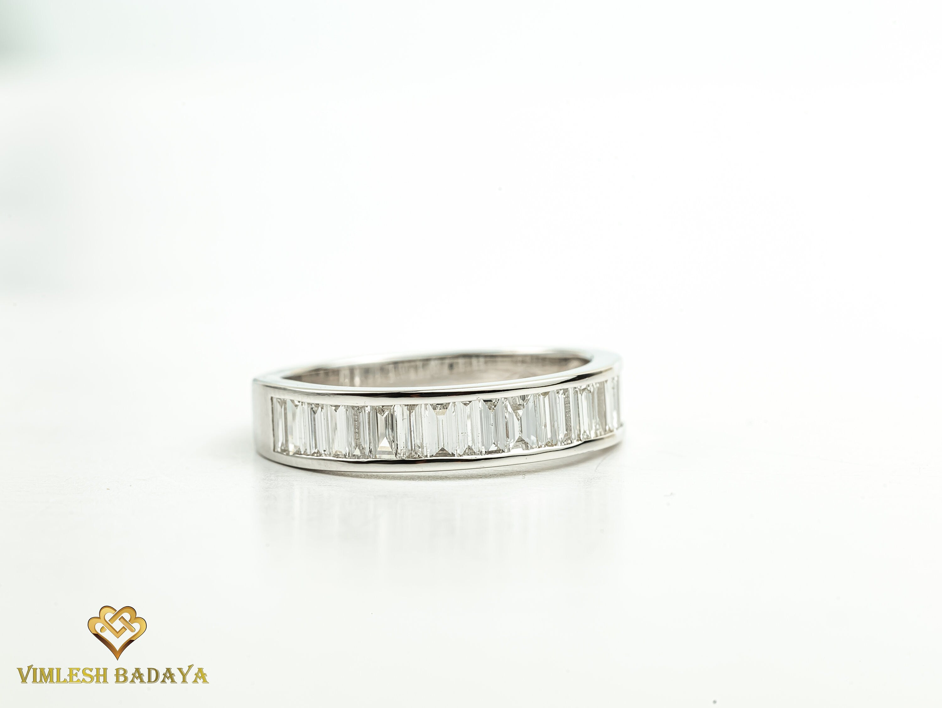 1 Carat Diamond Baguette Wedding Band | Minimalist Thin Diamond Wedding Ring -