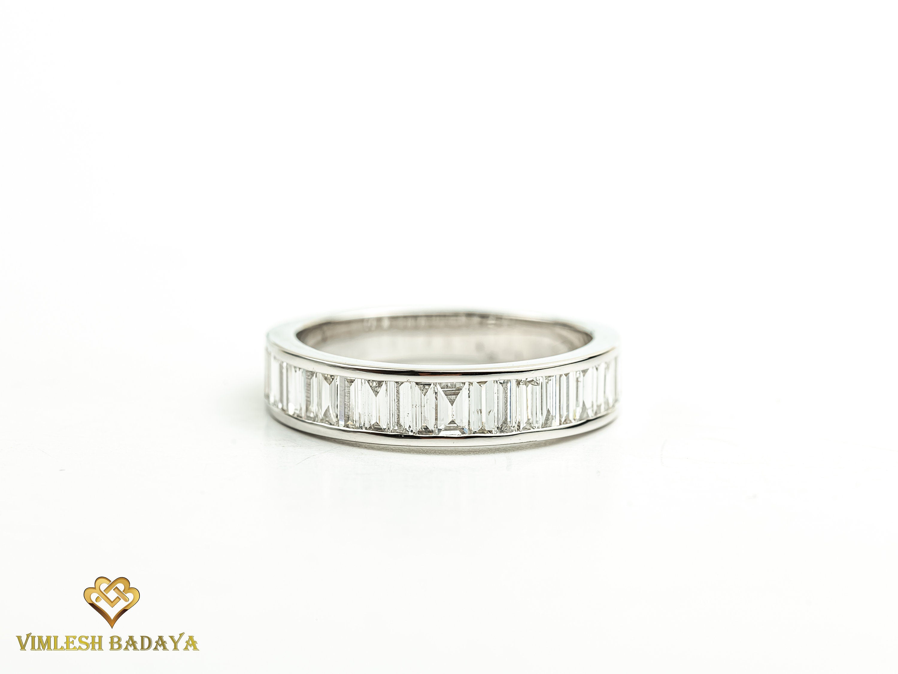 Lab Grown Diamond Wedding Ring | E-F/VS Lab Created Baguette Diamond Engagement Ring | Unique Wedding Band -