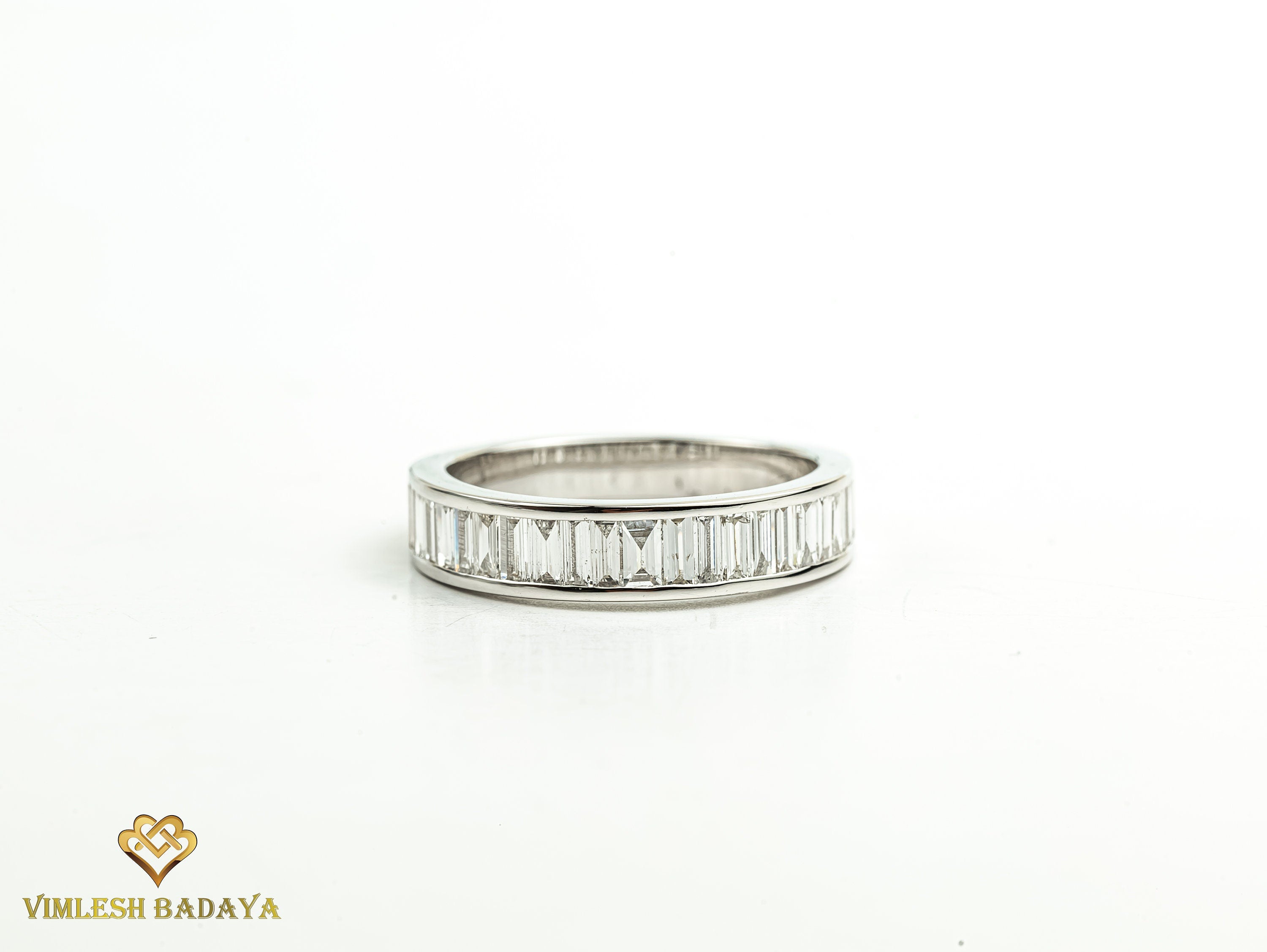 Lab Grown Diamond Wedding Ring | E-F/VS Lab Created Baguette Diamond Engagement Ring | Unique Wedding Band -