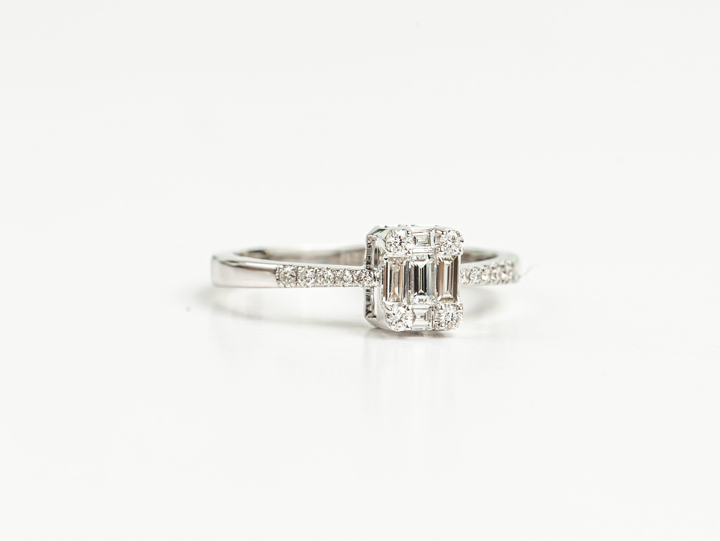 Diamond Baguette Engagement Ring | Illusion Setting Statement Ring | Anniversary Gift -