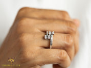 Illusion Setting Diamond Engagement Ring | Baguette Cut & Adjustable Statement Ring | G VS Diamond -