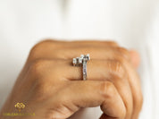 Illusion Setting Diamond Engagement Ring | Baguette Cut & Adjustable Statement Ring | G VS Diamond -