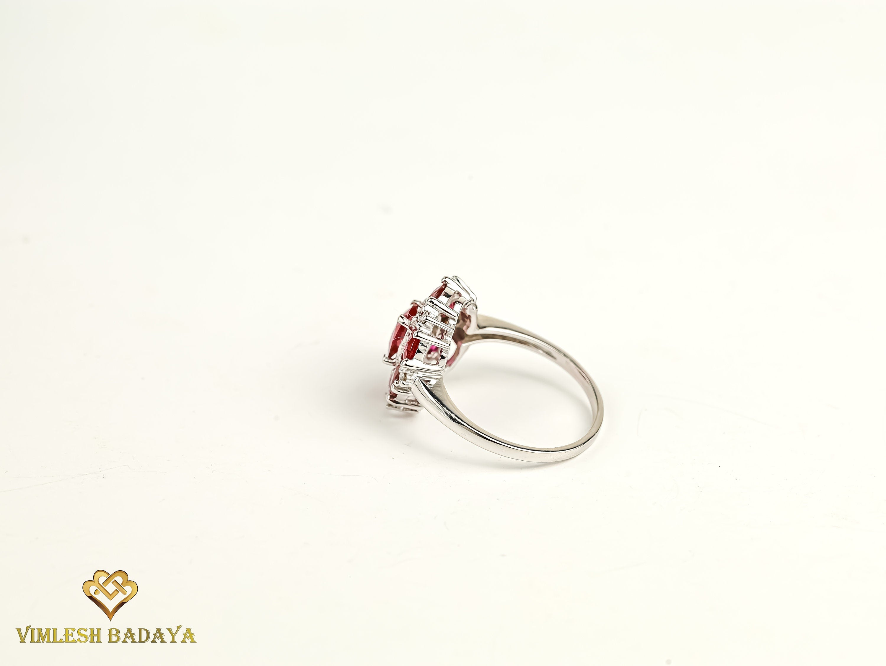 Vintage Ruby Diamond Cluster Ring | Oval Ruby with Round Diamond | Popular July Birthstone Engagement Ring -