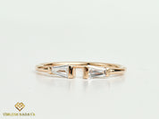 Tapered Diamond Baguette Ring | Adjustable Diamond Stacking Ring | Dainty Wedding Ring -