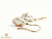 Handmade Baroque Pearl Drop Earrings | Solid Gold Dangle Earrings | Everyday Pearl Earrings Gift for Her -