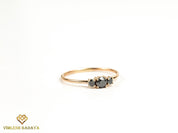 Black Diamond Engagement Ring | 0.4-Carat Gold Three-Stone Diamond Ring -