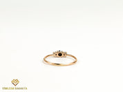 Black Diamond Engagement Ring | 0.4-Carat Gold Three-Stone Diamond Ring -