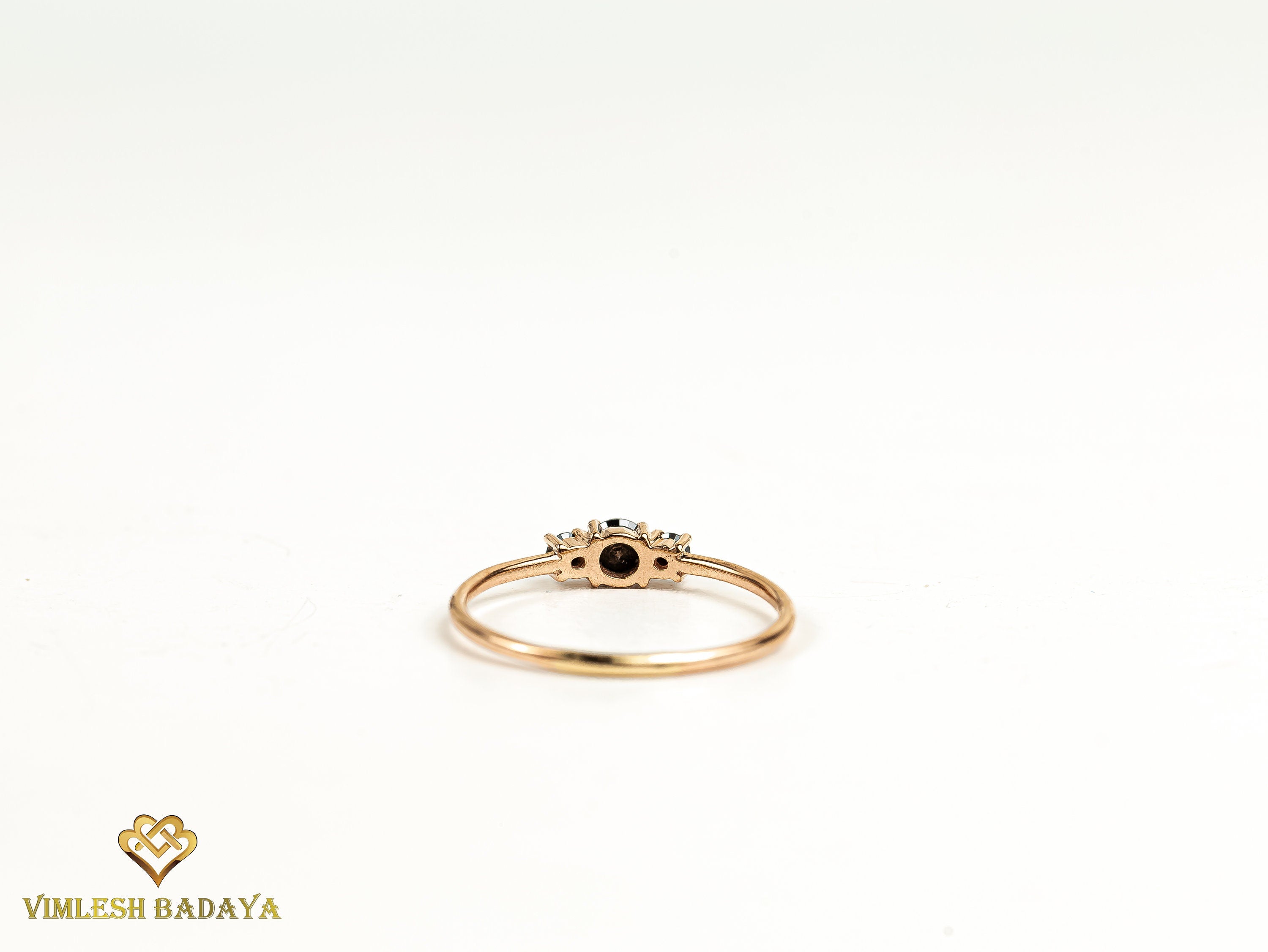 Black Diamond Engagement Ring | 0.4-Carat Gold Three-Stone Diamond Ring -