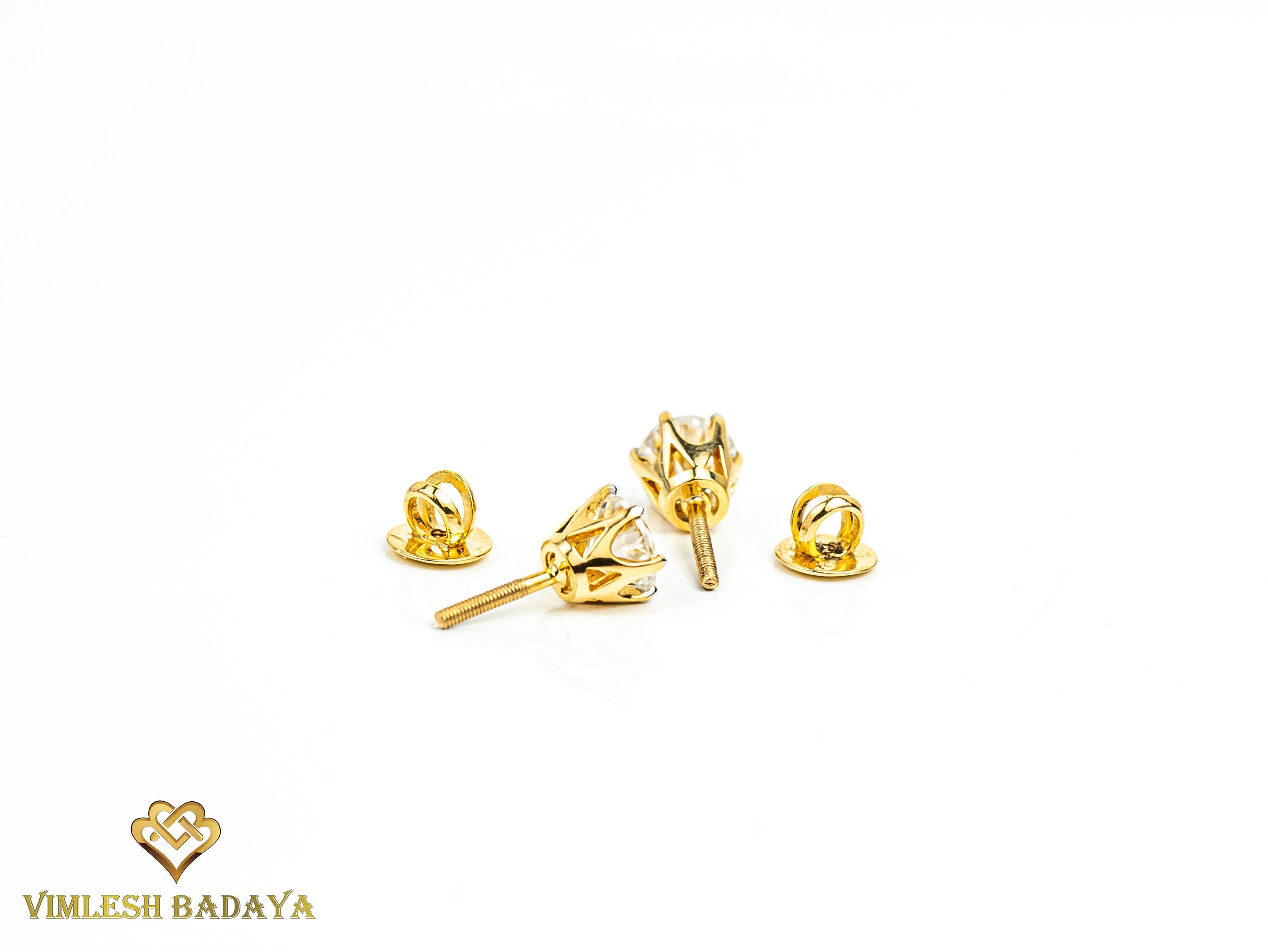 2 TCW Certified Diamond Stud Earrings | Solid Gold 2 Carat Round Diamond Studs | Elegant Diamond Earrings -