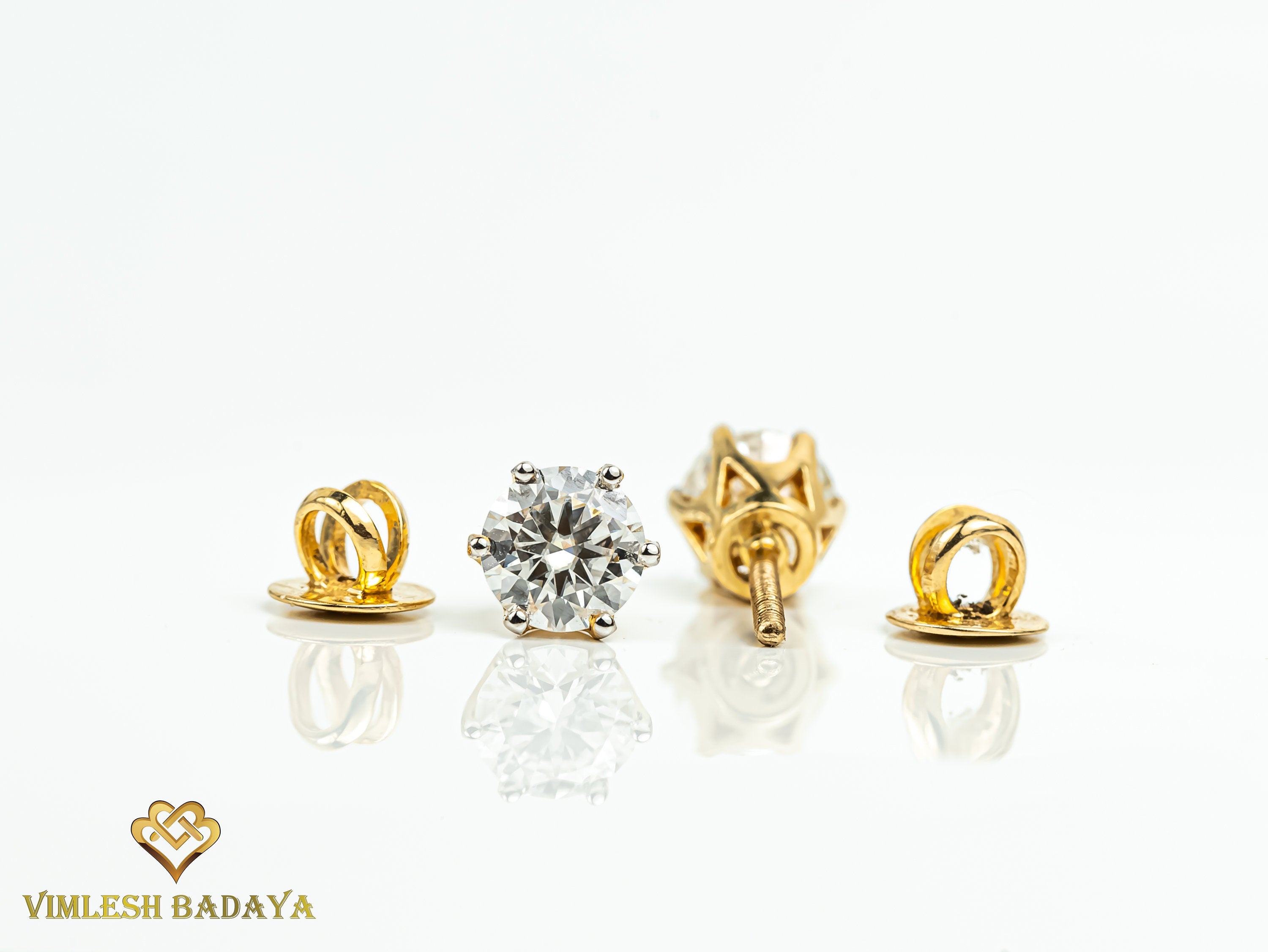 2 TCW Certified Diamond Stud Earrings | Solid Gold 2 Carat Round Diamond Studs | Elegant Diamond Earrings -