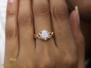 Opal Engagement Ring | Fire Opal Vintage Bridal Ring | Anniversary Gift for Her -