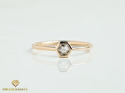 Hexagon Diamond Ring | Diamond Stacking Ring | Geometric Gold Diamond Band | Dainty Shape Jewelry -