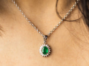 Natural Emerald & Lab Grown Diamond Pendant | Marquise Cut | Solid Gold | Bridal Collection Jewelry for Her -