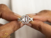 Diamond Baguette Illusion Setting Engagement Ring | Statement Ring | Unique Cluster Ring -