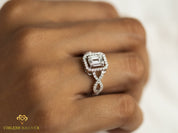 Diamond Baguette Illusion Setting Engagement Ring | Statement Ring | Unique Cluster Ring -