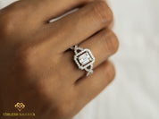 Diamond Baguette Illusion Setting Engagement Ring | Statement Ring | Unique Cluster Ring -