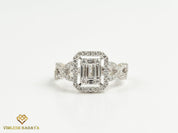 Diamond Baguette Illusion Setting Engagement Ring | Statement Ring | Unique Cluster Ring -